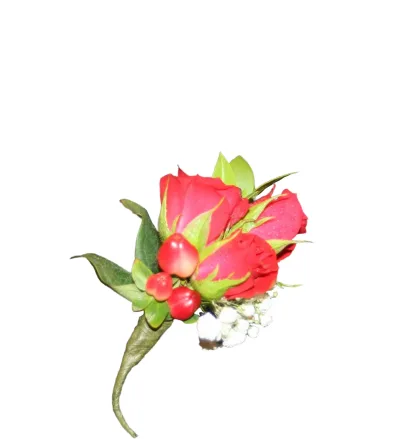 3 Red Rose Ornate Boutonniere - Image 3