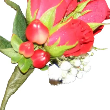 3 Red Rose Ornate Boutonniere - Image 4