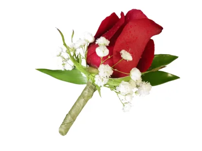 Classic Red Rose Boutonniere - Image 3