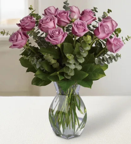 Lavender Wishes - Dozen Premium Lavender Roses - Image 2