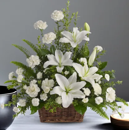 Peaceful White Lilies Basket - Image 2