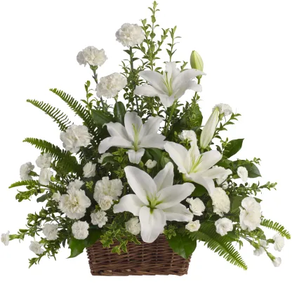 Peaceful White Lilies Basket - Image 3