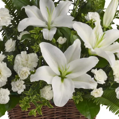 Peaceful White Lilies Basket - Image 4