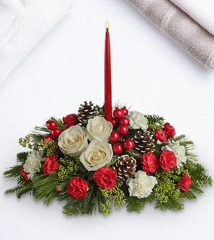 Single Candle Christmas Centerpiece - Image 2