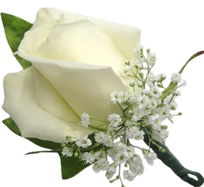 Single White Rose Boutonniere - Image 3