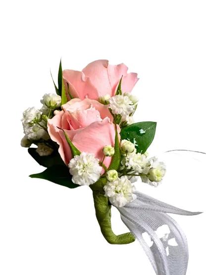 Soft Pink Piggy Back Boutonniere - Image 3