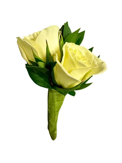 White Piggy Back Boutonniere - Image 3