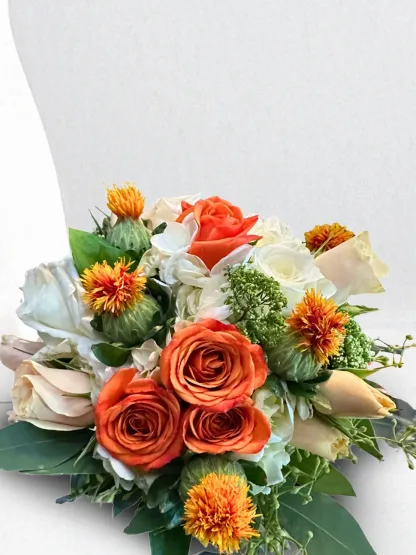 White with orange and cream Nosegay - Image 2