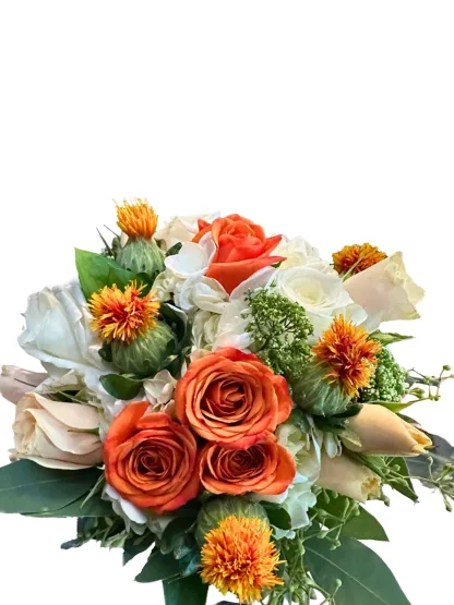 White with orange and cream Nosegay - Image 3