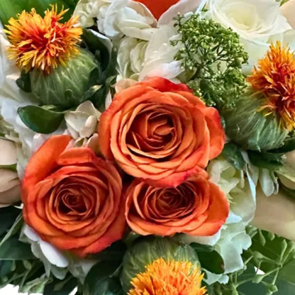 White with orange and cream Nosegay - Image 4