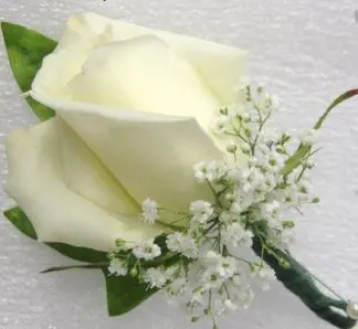 Single White Rose Boutonniere