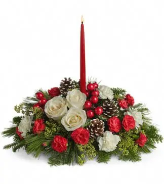 Single Candle Christmas Centerpiece