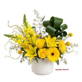 sunshine days - Send sunshine their way with this arrangement designed with a variety of yellow flowers.