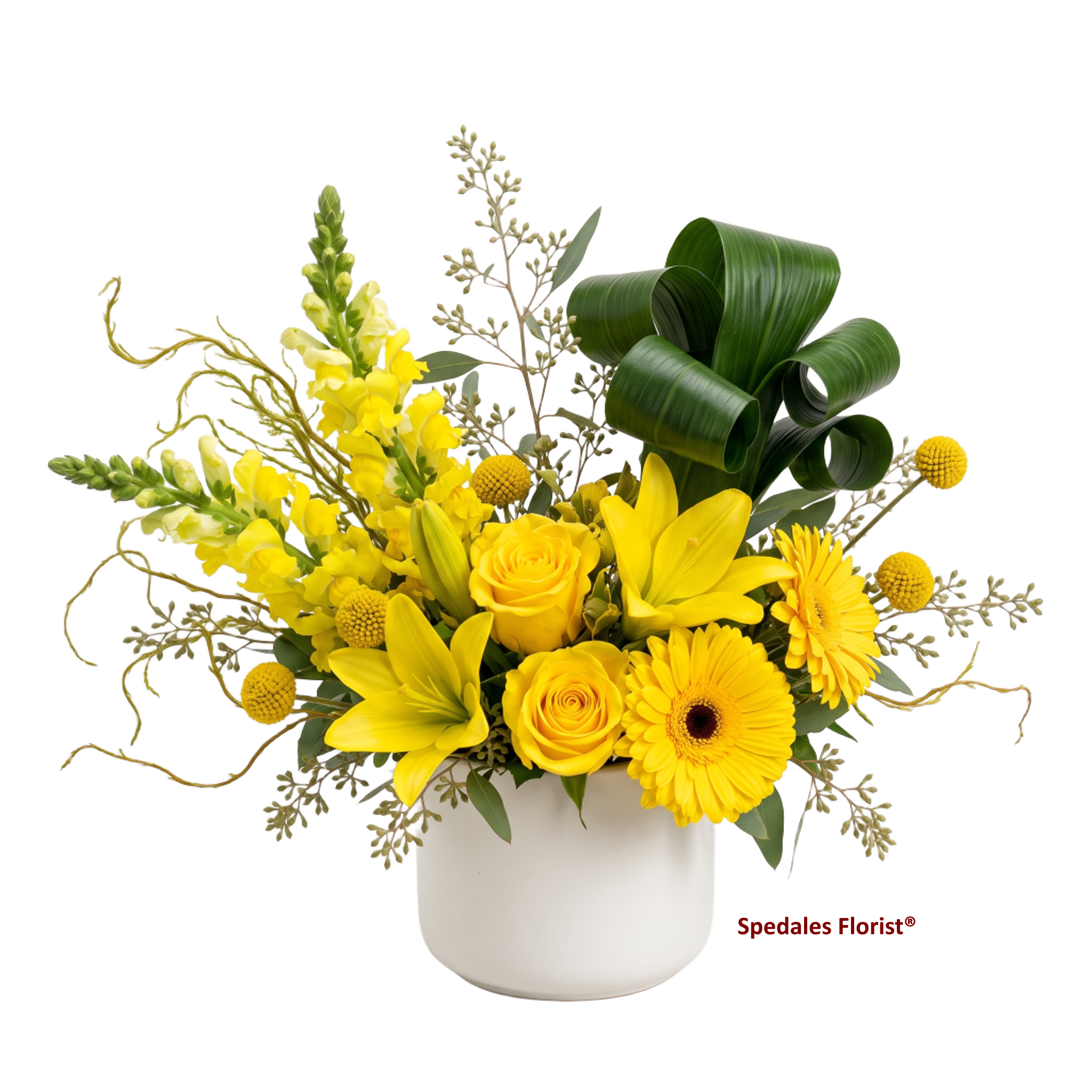 sunshine days - Send sunshine their way with this arrangement designed with a variety of yellow flowers.