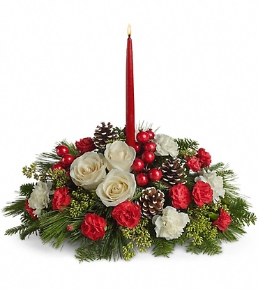 Single Candle Christmas Centerpiece